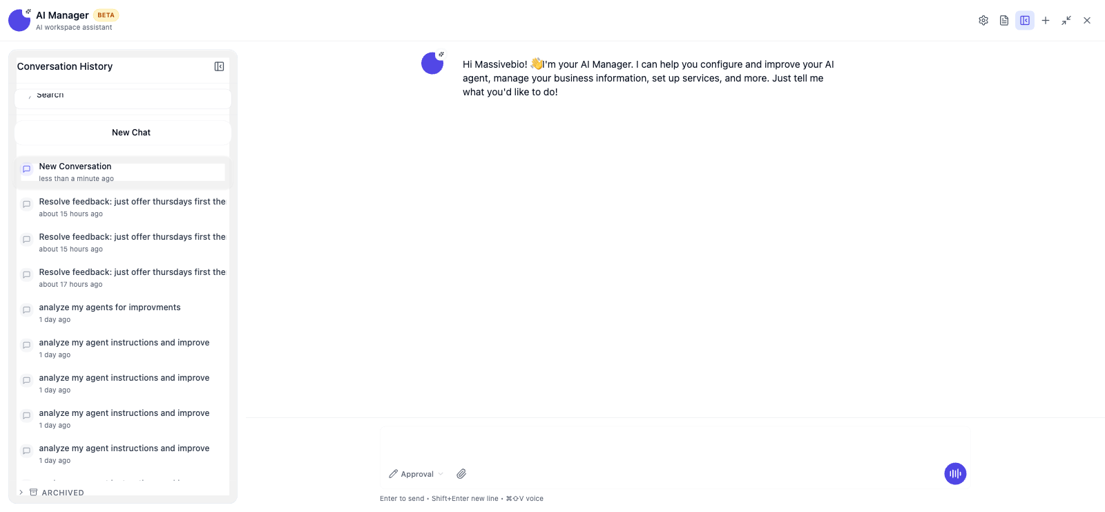 AI Manager panel open on the right side of the app.