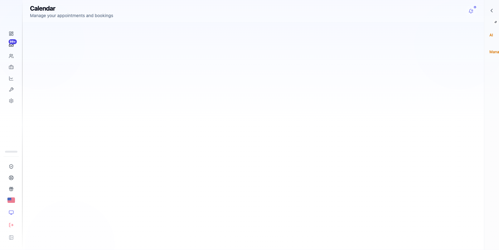 Calendar showing a week view with appointments booked through the AI.