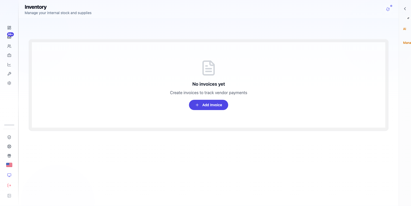 Invoices list with uploaded supplier invoices.