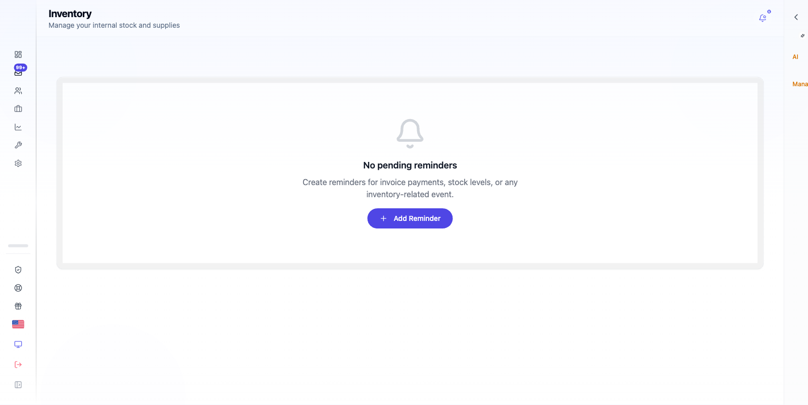 Reminders tab with scheduled alerts.